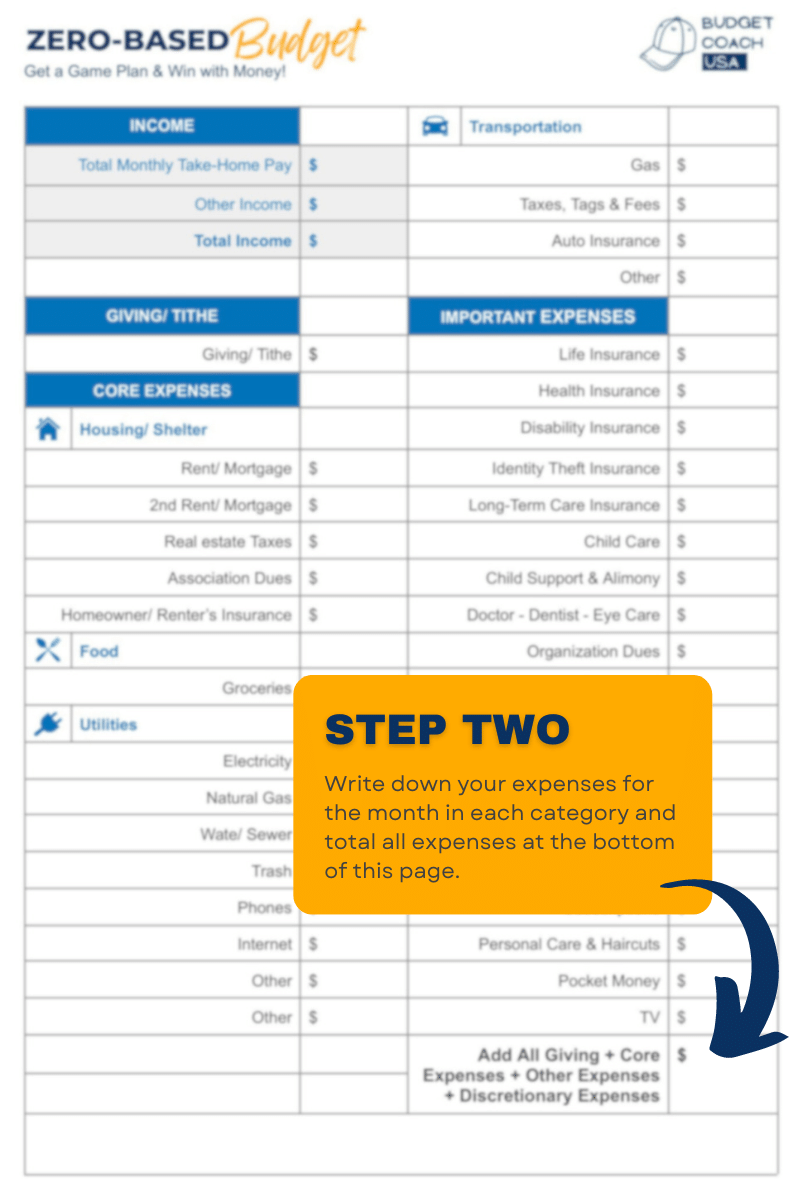 Create a Zero-Based Budget Step 2